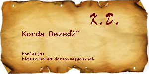 Korda Dezső névjegykártya